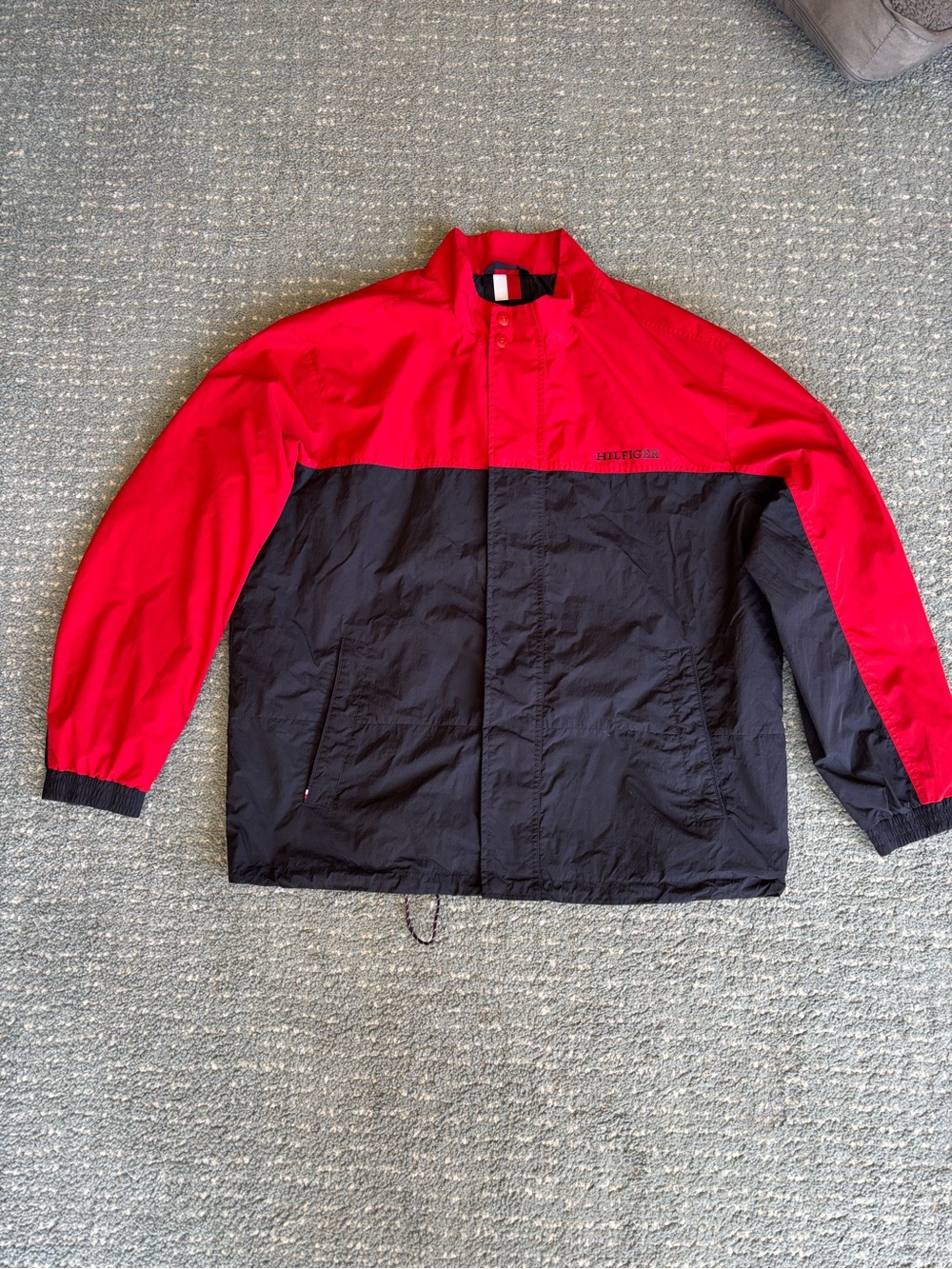 Tommy Hilfiger Red and Black Colorblock Windbreaker Jacket
